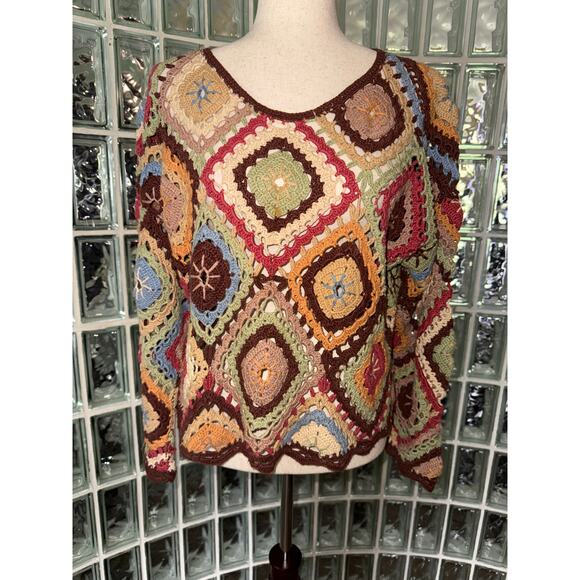 MY 90’s Vintage Colorful Crochet Sweater - OB - Picture 1 of 11